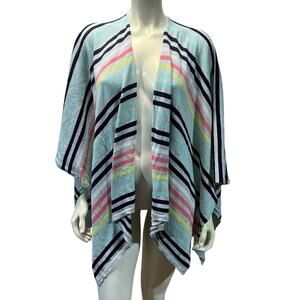 Talbots Striped Cape Poncho One Size Classic Cozy Layer